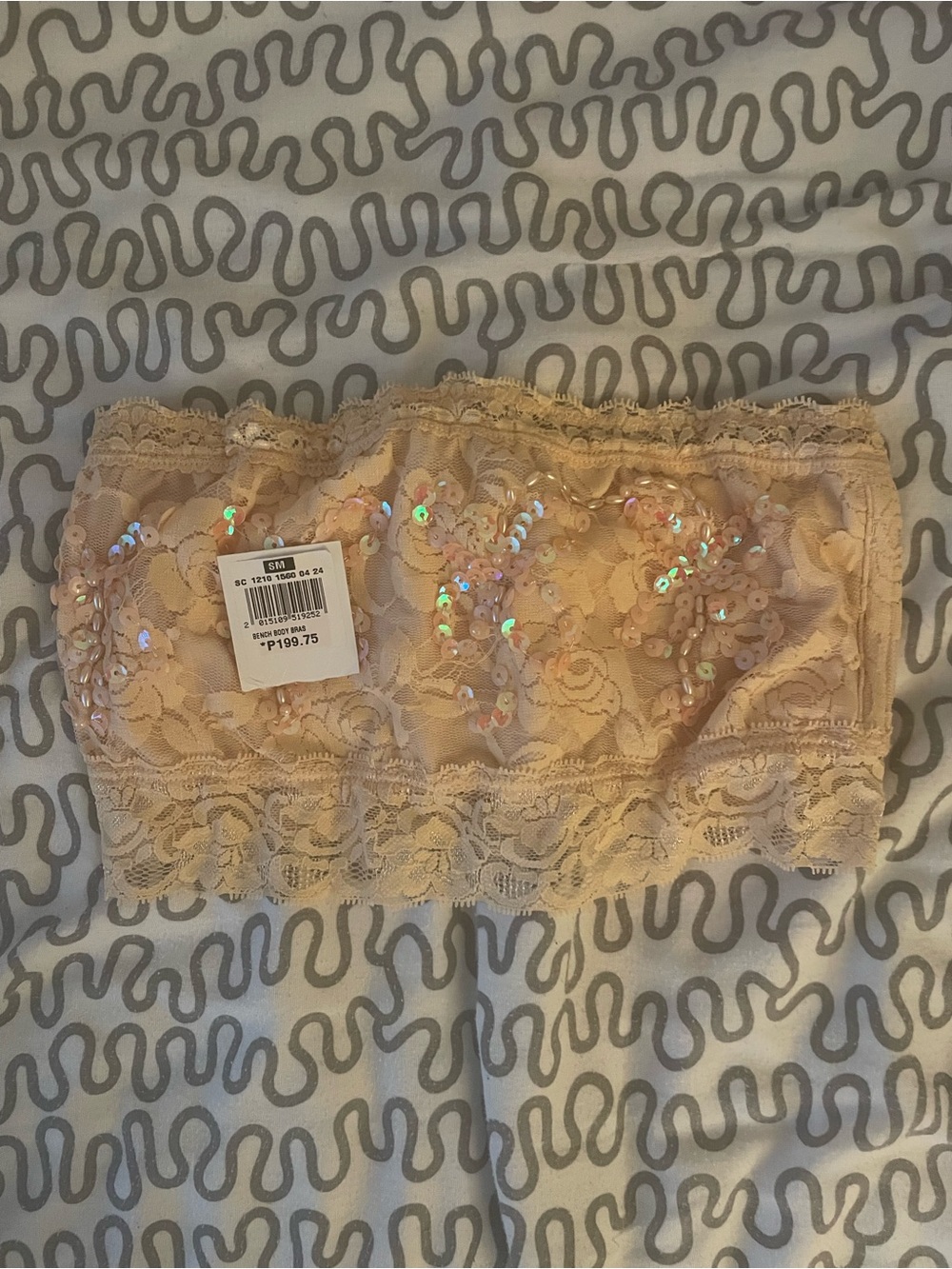 Festival Beaded Lace Bandeau Bralette in Nude